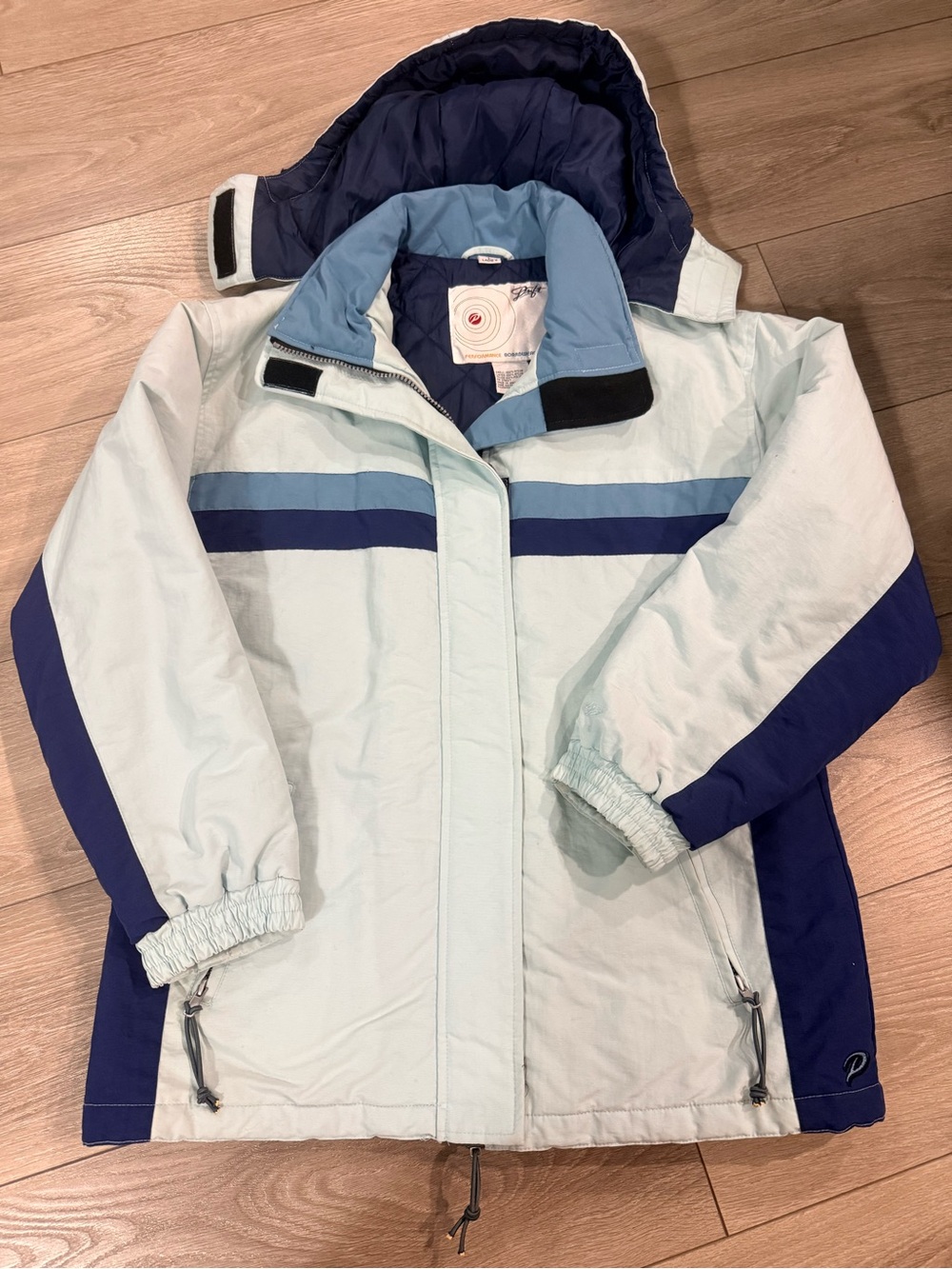 Women's Light Blue & Navy Ski Jacket with Hood